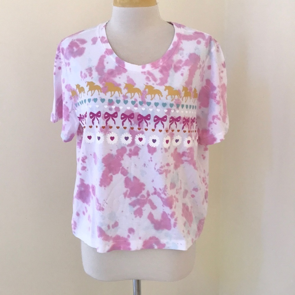 NWT! LOVESHACKFANCY size L tie dye fair isle top